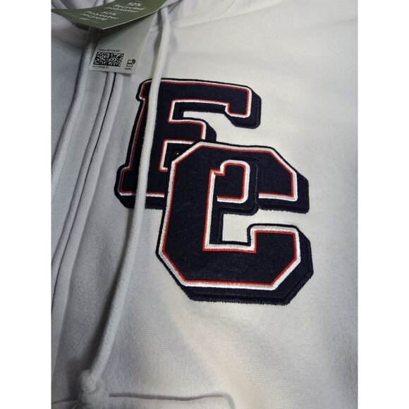 Womens H&M Divided Hoodie White & Orange Full Zip Size Medium Embroidered NWT - Picture 5 of 10